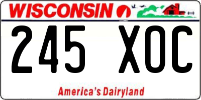 WI license plate 245XOC