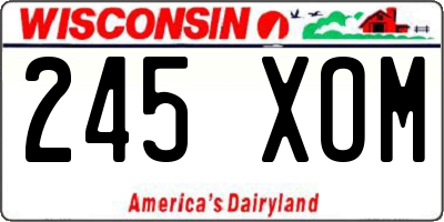 WI license plate 245XOM