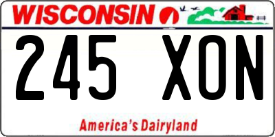 WI license plate 245XON