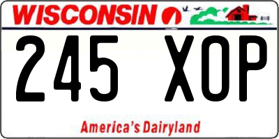 WI license plate 245XOP
