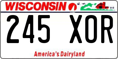 WI license plate 245XOR