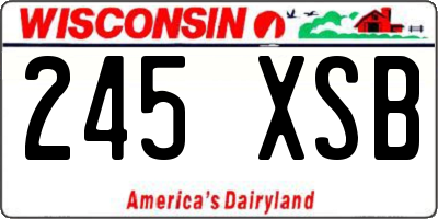 WI license plate 245XSB
