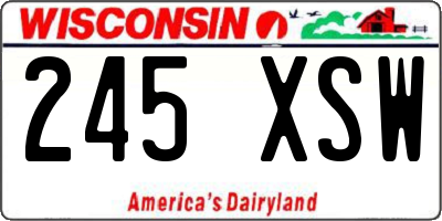 WI license plate 245XSW