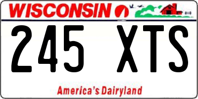 WI license plate 245XTS