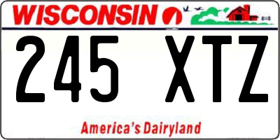 WI license plate 245XTZ