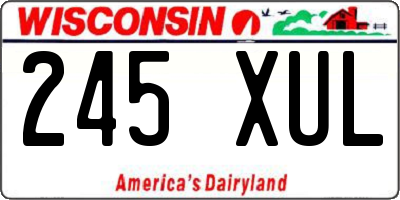 WI license plate 245XUL