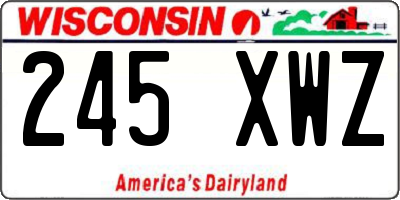 WI license plate 245XWZ