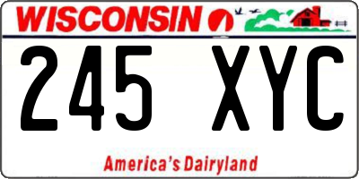 WI license plate 245XYC