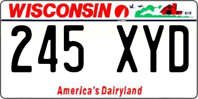 WI license plate 245XYD