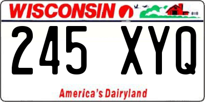 WI license plate 245XYQ