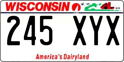 WI license plate 245XYX