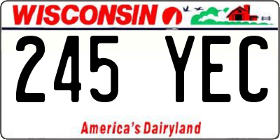 WI license plate 245YEC