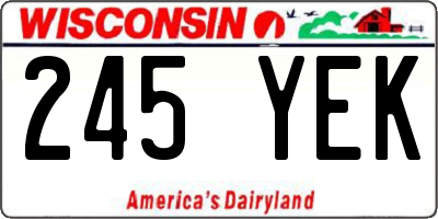 WI license plate 245YEK