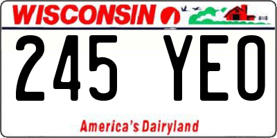 WI license plate 245YEO