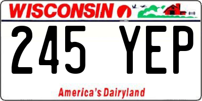WI license plate 245YEP