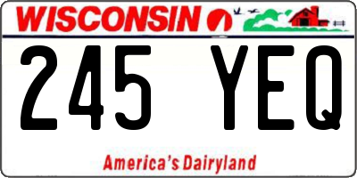 WI license plate 245YEQ