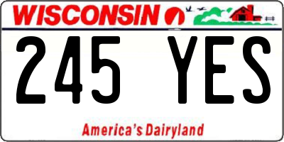 WI license plate 245YES