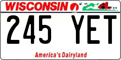 WI license plate 245YET