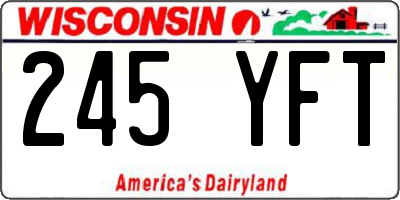 WI license plate 245YFT