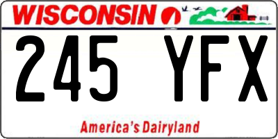 WI license plate 245YFX