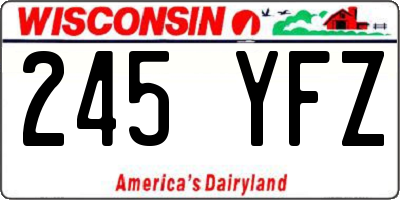 WI license plate 245YFZ