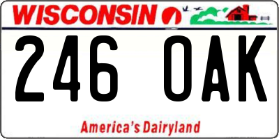 WI license plate 246OAK