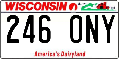 WI license plate 246ONY