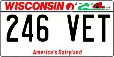 WI license plate 246VET