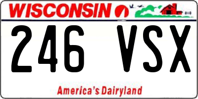WI license plate 246VSX