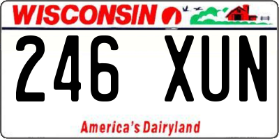 WI license plate 246XUN