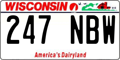 WI license plate 247NBW