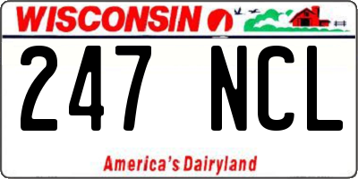 WI license plate 247NCL