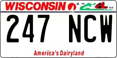 WI license plate 247NCW