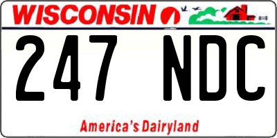 WI license plate 247NDC