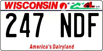 WI license plate 247NDF