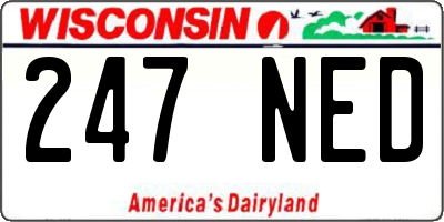 WI license plate 247NED