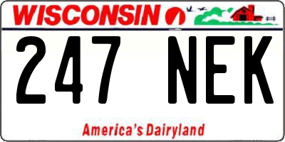 WI license plate 247NEK