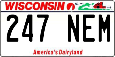 WI license plate 247NEM