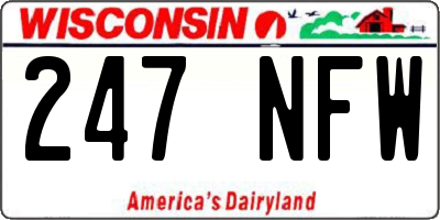 WI license plate 247NFW