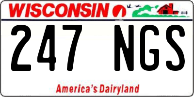 WI license plate 247NGS