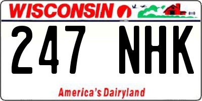 WI license plate 247NHK
