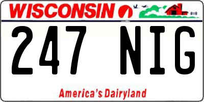 WI license plate 247NIG