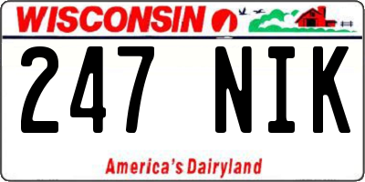 WI license plate 247NIK