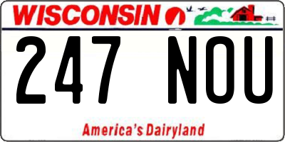 WI license plate 247NOU