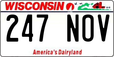 WI license plate 247NOV