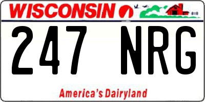 WI license plate 247NRG