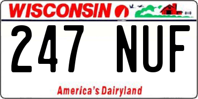 WI license plate 247NUF