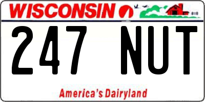 WI license plate 247NUT