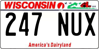 WI license plate 247NUX
