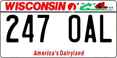 WI license plate 247OAL